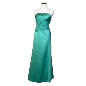 David's Bridal Bridesmaid Prom Aqua Dress Strapless Satin Size 2